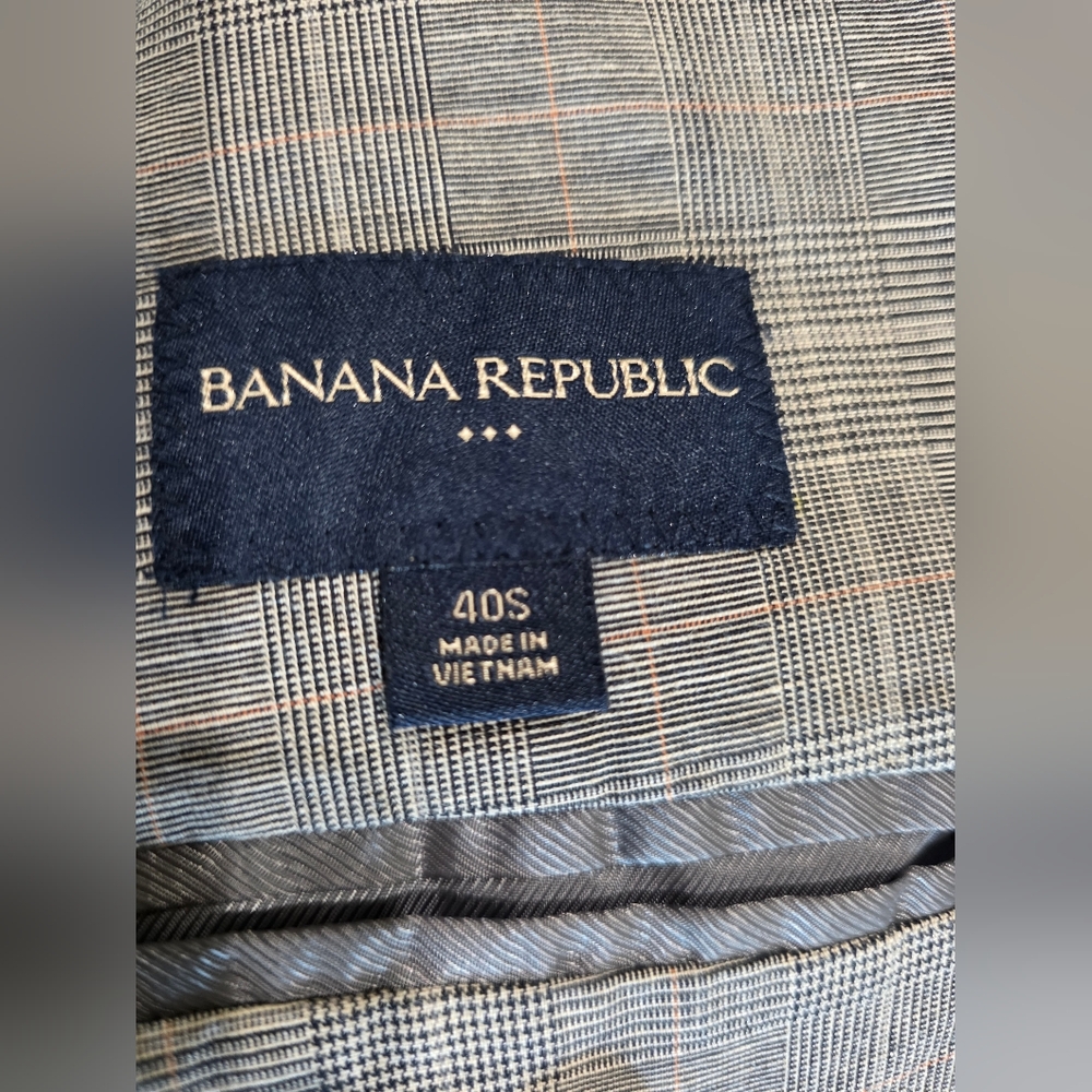 MENS Banana Republic Gray Classic Tailored Cut & Notched Lapels Cotton & Linen - Picture 12 of 17